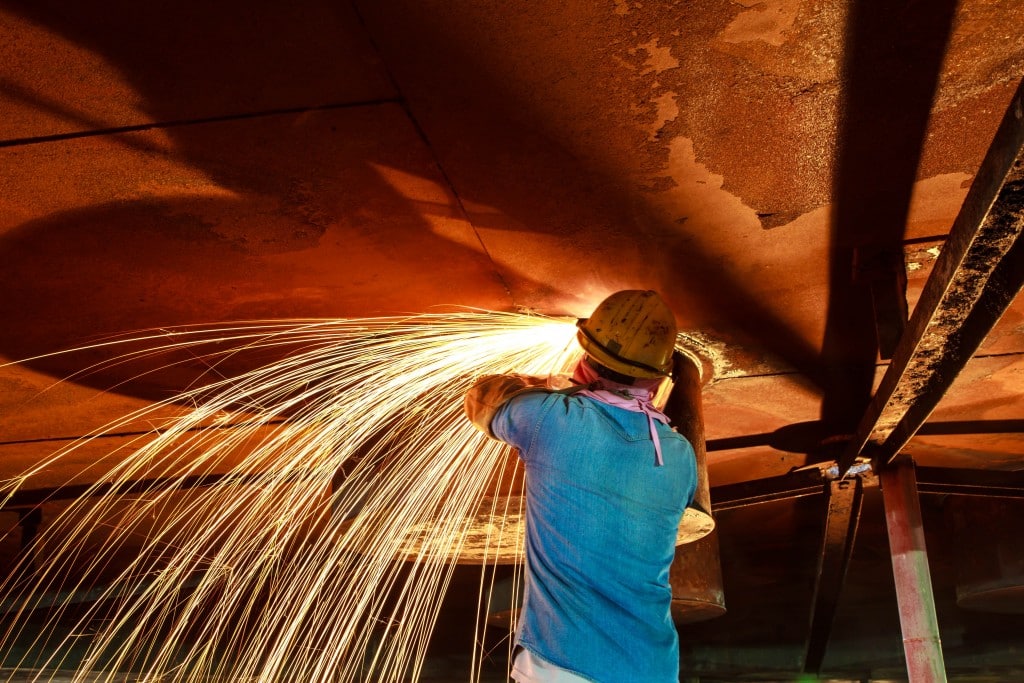 a man welding