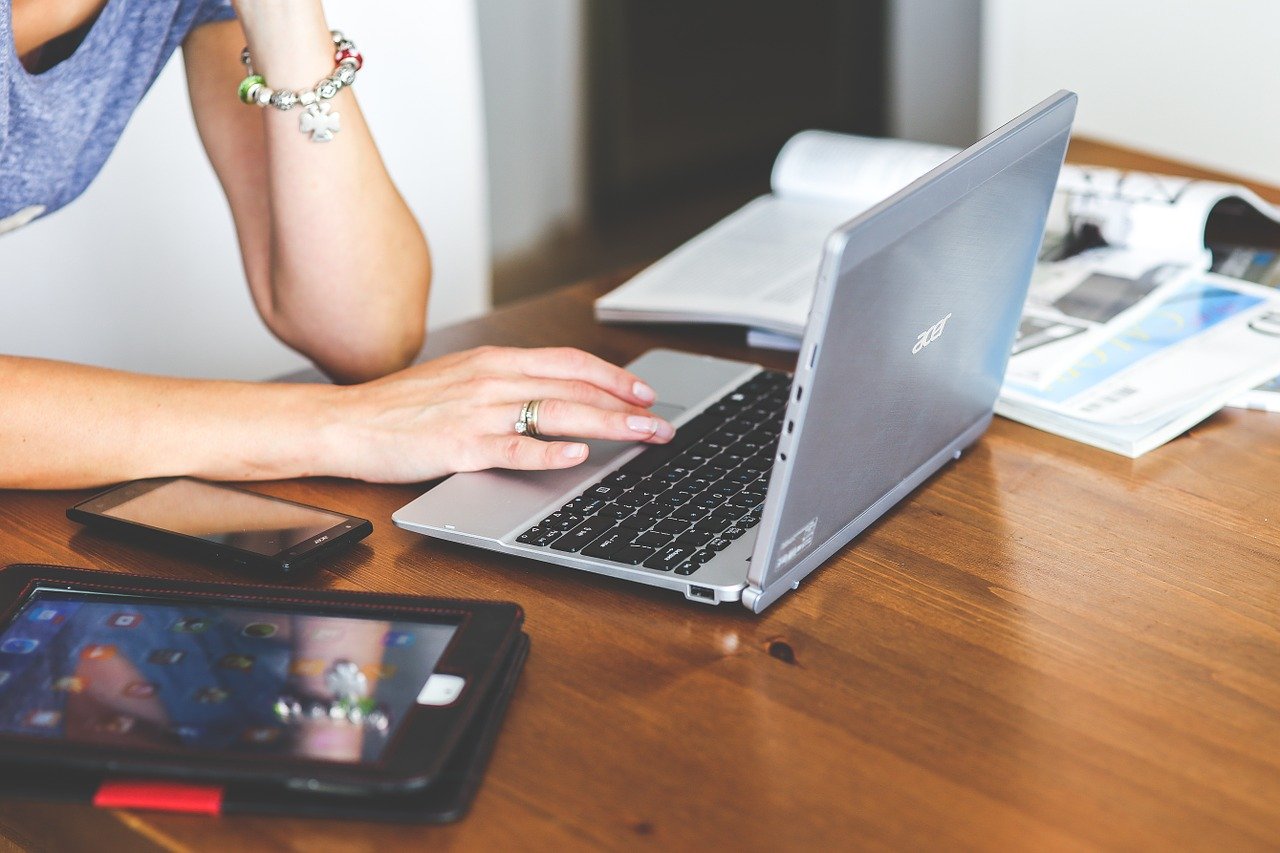 woman using laptop