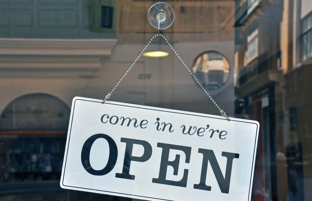 Open sign in business