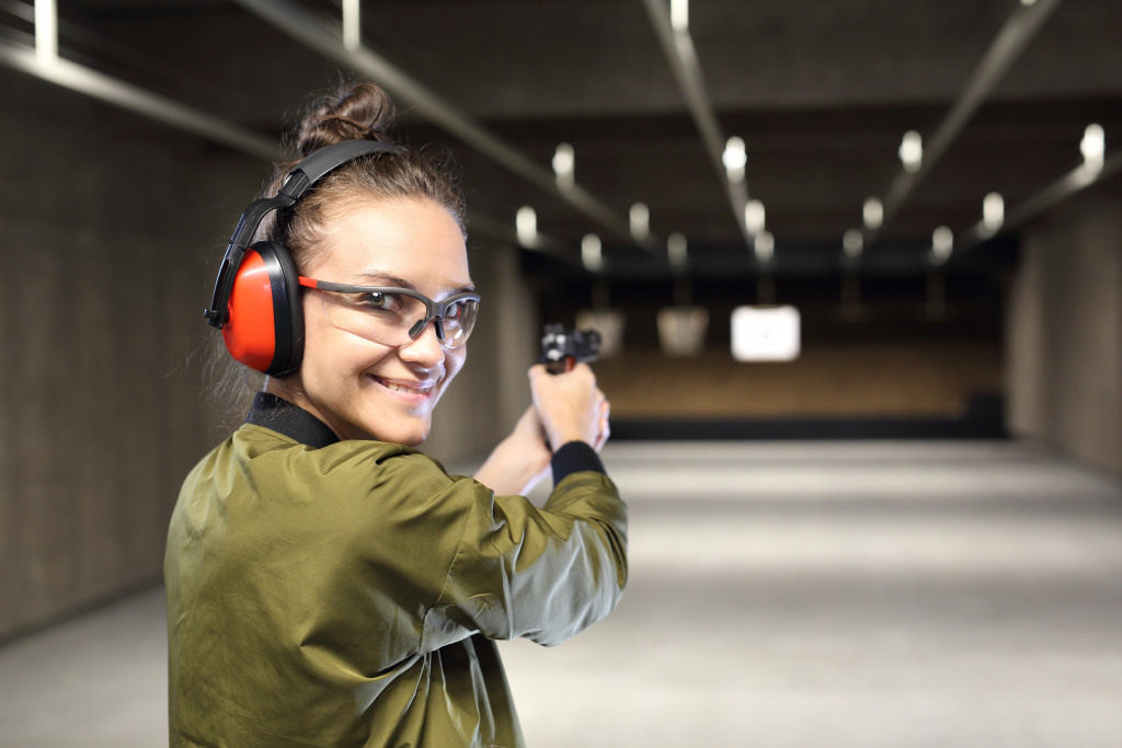 woman in shooting range