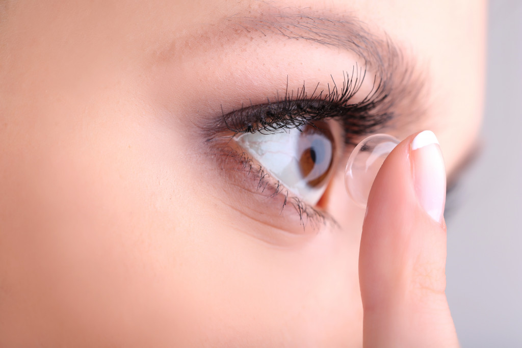 a person wearing contact lenses