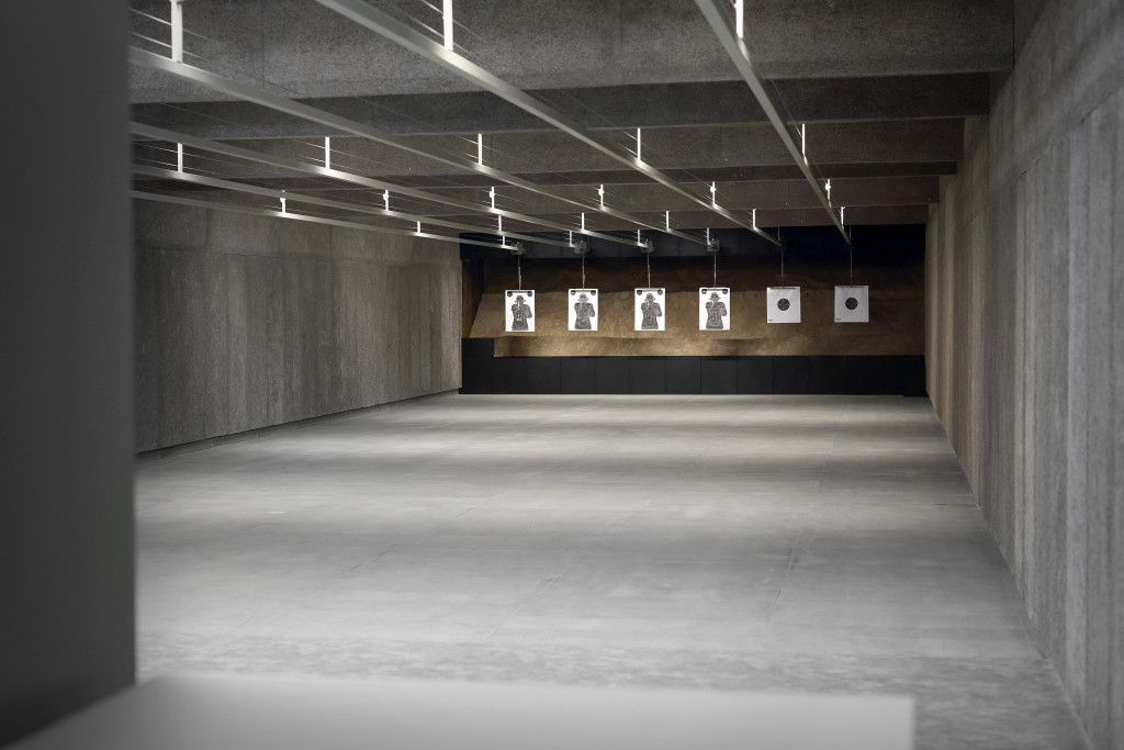 An interior gun range ready for use