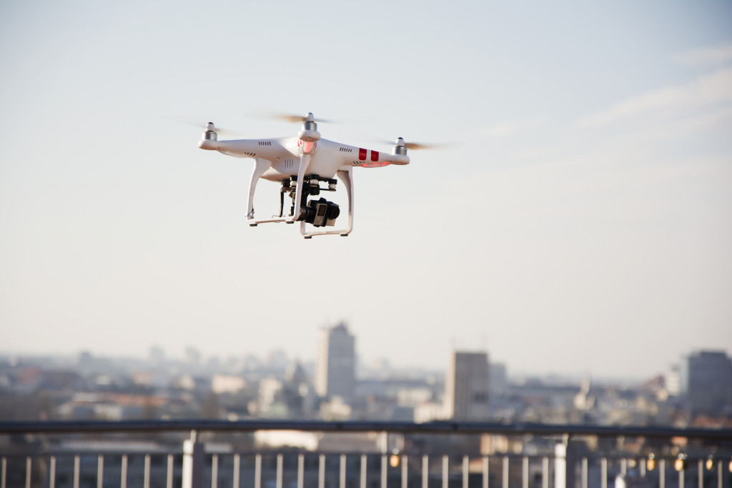 a drone flying in the sky